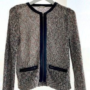 Club Monaco leather trim cardigan